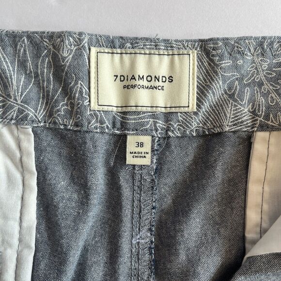 7 Diamonds Mens Size 38 X 22 Performance Shorts Tropical Flat Front Hidden Fly - Picture 6 of 16